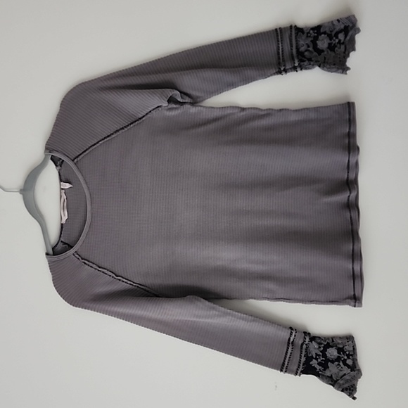 Soft Surroundings Gray Waffle Cotton Lace Embroidered Cuffs Long Sleeve S (kn14) - Picture 6 of 7